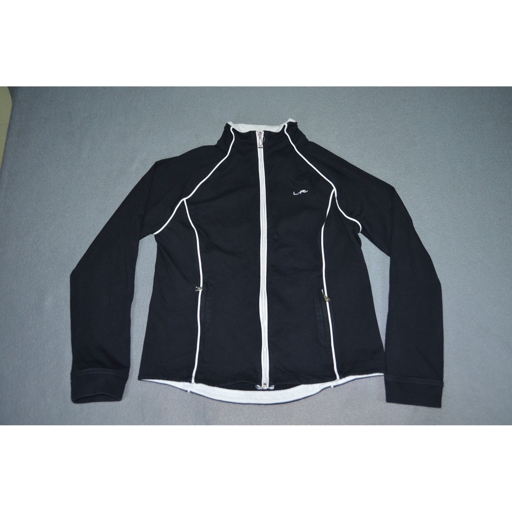 LRL Lauren Ralph Lauren Jacket Womens Sz M Black & White Golf Active Stretch